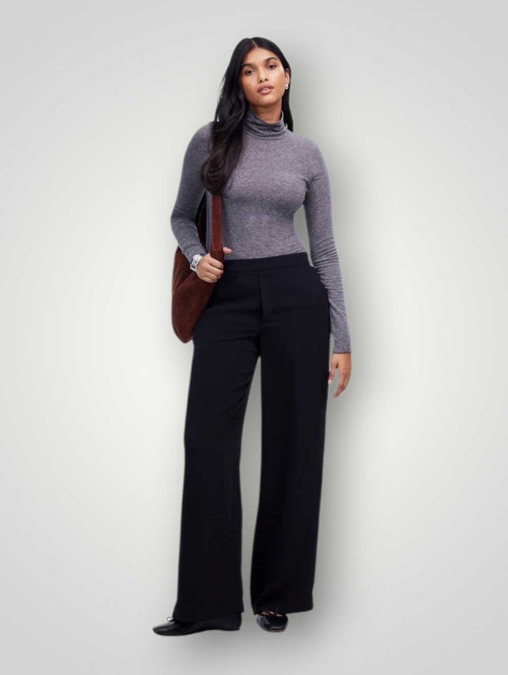 Madewell Tall XL Black Crepe Pull On Straight‎ Pants Quiet Luxury Office Siren
